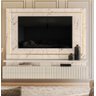 Rack Suspenso Gaia com Led e 2 Gavetas com Detalhes Ripado Calacata Off White Madetec - 1