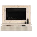 Ver imagem 2 de Rack Suspenso Gaia com Led e 2 Gavetas com Detalhes Ripado Calacata Off White Madetec