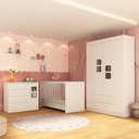 Ver imagem 2 de Quarto de Bebê Completo com Berço 3 em 1 para Colchão 130x60cm Brisa Multimóveis Mp4517 Branco
