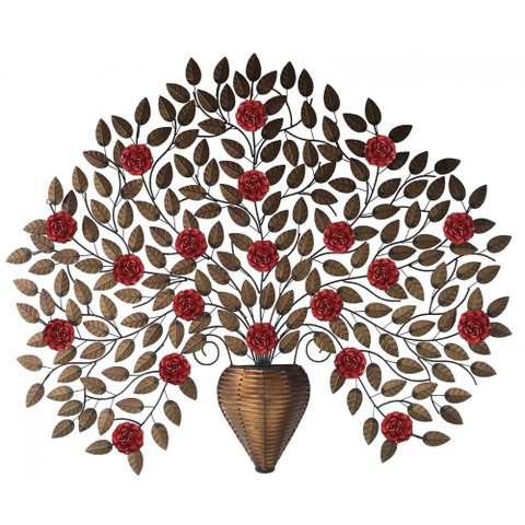 Painel Arvore Grande De Ferro Com Flores Artesanal Rustico Libertas Rosas Artesanato Árvore Grande V