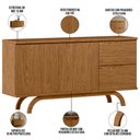 Ver imagem 4 de Aparador Buffet para Sala de Jantar 2 Portas 2 Gavetas Vicky N01 Ypê - Lyam Decor