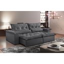 Ver imagem 1 de Sofá Ventura Retrátil e Reclinável 2,40m Pillow com 20cm Fibra Siliconada - Jolie Grafite