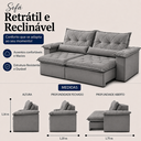 Ver imagem 3 de Sofá Ventura Retrátil e Reclinável 200m - Cinza