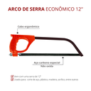 Ver imagem 2 de Arco de Serra Econômico Ergonômico Tam. 12 Polegadas Durín