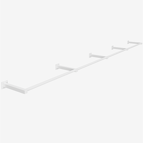 Arara de Parede para Loja Modelo Premium Leve Comac - 8 Tamanhos - Branco - 300cm