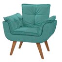 Ver imagem 2 de Kit 2 Poltronas Decorativas Lidi Suede Azul Tiffany Pés Palito Caramelo para Sala de Estar Luxo - Be
