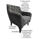 Ver imagem 3 de Poltrona Decorativa com Tachas e Pés de Madeira Veludo Cinza Shaula Larbelle