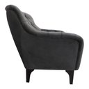 Ver imagem 5 de Poltrona Decorativa com Tachas e Pés de Madeira Veludo Cinza Shaula Larbelle