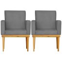 Ver imagem 1 de Kit 2 Poltrona Decorativa para Sala Bella Base Madeira Maciça Corino:Cinza