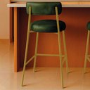 Ver imagem 1 de Banqueta Cozinha Média com Encosto Industrial Dourado Londres PU Verde D03 - D'Rossi