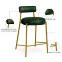 Ver imagem 3 de Banqueta Cozinha Média com Encosto Industrial Dourado Londres PU Verde D03 - D'Rossi