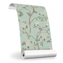 Ver imagem 5 de Papel de Parede Adesivo Pássaros e Flores Verdes Lavável Fosco 10m