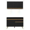 Ver imagem 7 de Armário de Cozinha Compacta 120cm com Leds Veneza Up Multimóveis V2012 Preto/Dourado