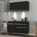 Ver imagem 3 de Armário de Cozinha Compacta 120cm com Leds Veneza Up Multimóveis V2012 Preto/Dourado