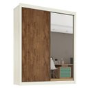 Ver imagem 3 de Guarda Roupa Solteiro com Espelho 2 Portas 4 Gavetas - Zurique-off White - Móveis Europa