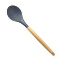 Ver imagem 1 de Colher de Silicone Cinza 31cm Cabo de Madeira Livre de Bpa