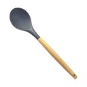 Ver imagem 1 de Colher de Silicone Cinza 31cm Cabo de Madeira Livre de Bpa