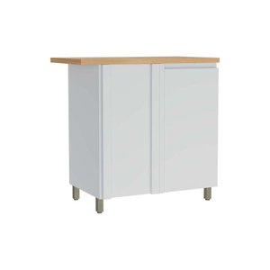 Módulo Cozinha Nesher Rainha Balcão Canto Reto Dir/esq 1 Porta C/tampo 92cm Branca/nature - Nesher