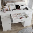 Ver imagem 5 de Penteadeira Camarim Margot 2 Portas 3 Gavetas Porta Jóias Branco - Panorama Móveis