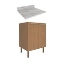 Ver imagem 2 de Balcão de Cozinha com Tampo e 2 Portas 60cm Multimóveis Cr20461 Freijó/mármore Branco