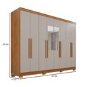 Ver imagem 4 de Guarda-roupa Casal Pinheiro 8 Portas 4 Gavetas com Pés e Espelho Cinamomo/off White - Pnr Móveis