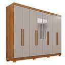 Ver imagem 3 de Guarda-roupa Casal Pinheiro 8 Portas 4 Gavetas com Pés e Espelho Cinamomo/off White - Pnr Móveis