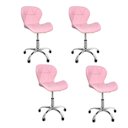 Ver imagem 1 de Kit 4 Cadeiras Escritório Slim Vegas Base Giratória Estofada Rosa Quartzo
