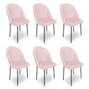 Ver imagem 1 de Kit 6 Cadeiras Poltrona de Jantar Ariel Suede Rosa Bebê Pés de Ferro Preto - Pallazio