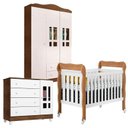 Ver imagem 1 de Quarto de Bebê Ariel 3 Portas com Berço Americano Lila Branco Acetinado Amadeirado - Carolina