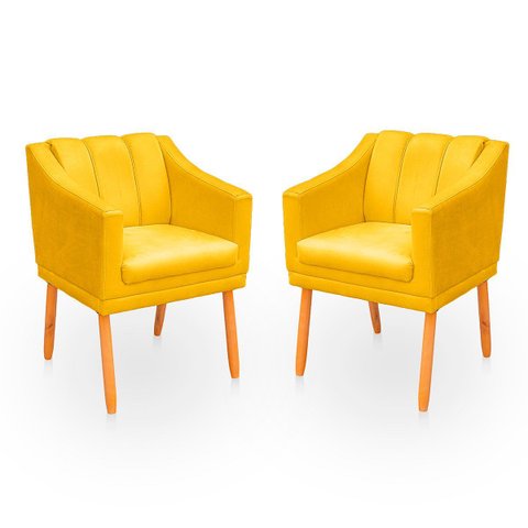 Kit com 2 Cadeiras Poltrona para Sala Moderna e Confortável Mila Suede