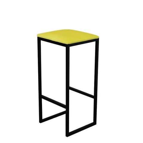 Banqueta Alta Cozinha Balcão Bistrô Industrial Preta Assento Estofado  