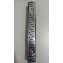 Ralo Linear 6x50 modelo Grelha Inox Polida Desenho S com Tela Anti Insetos e Coletor Preto - Ficone  - 2