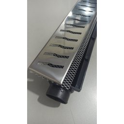 Ralo Linear 6x50 modelo Grelha Inox Polida Desenho S com Tela Anti Insetos e Coletor Preto - Ficone  - 4