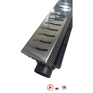Ralo Linear 6x50 modelo Grelha Inox Polida Desenho S com Tela Anti Insetos e Coletor Preto - Ficone 