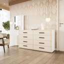 Ver imagem 1 de Cômoda Penteadeira Valência 8 Gavetas Espelho 209x160cm Creme/Branco 250801