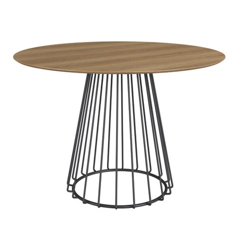 Mesa de Jantar Redonda Durand 120cm - Marrom/preto Mettamobili