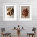 Ver imagem 2 de Kit 2 Quadros Folhagem Bronze - 60x48cm:madeira Branca