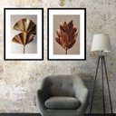 Ver imagem 1 de Kit 2 Quadros Folhagem Bronze - 60x48cm:madeira Branca