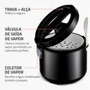 Ver imagem 2 de Panela Elétrica de Arroz Mondial Top View 10X Pe-30-10x 700W Preto Tampa com Visor Antiaderente