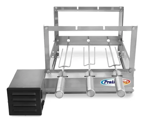 Churrasqueira Giratória Rotativa 3 Espetos Inox Giram Opostos Motor WEG - Lado Esquerdo - 1