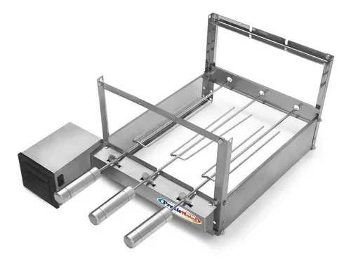 Churrasqueira Giratória Rotativa 3 Espetos Inox Giram Opostos Motor WEG - Lado Esquerdo - 4