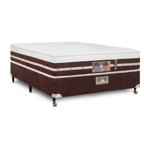 Cama Box + Colchão Castor Casal Silver Star Air One Face Hibrido 138x188x59cm