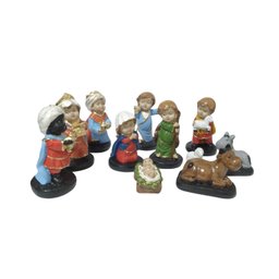 Presépio Natalino Infantil Color Miniatura 11 Peças Gesso Decoração - 1