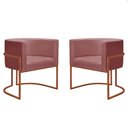 Ver imagem 1 de Kit 2 Poltronas Reforçadas Decorativa Sala Nayara Base Ferro Bronze Suede Rose