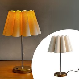 Abajur de Mesa Redondo com Interruptor com Cúpula Pétala Bege para Sala, Quarto, Cabeceira e Cama - 2