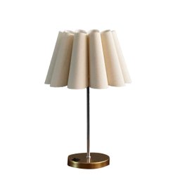 Abajur de Mesa Redondo com Interruptor com Cúpula Pétala Bege para Sala, Quarto, Cabeceira e Cama - 5