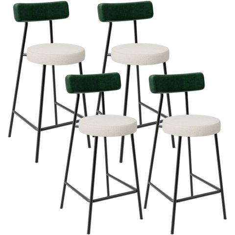 Kit 04 Banquetas Baixa Cozinha e Sala Jantar Bancada Milão L02 Facto Verde Champagne - lyam decor Ly