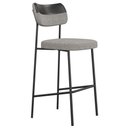 Ver imagem 6 de Kit 08 Banquetas Alta Bar Cozinha Sala Jantar Preto Elira L02 Couríssimo Preto Linho Cinza - Lyam D
