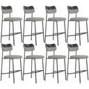 Ver imagem 1 de Kit 08 Banquetas Alta Bar Cozinha Sala Jantar Preto Elira L02 Couríssimo Preto Linho Cinza - Lyam D