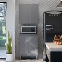 Ver imagem 2 de Kit de Cozinha 2 Peças com Balcão Micro-Ondas e Armário Aéreo 2 Portas Cinza – EJ Móveis